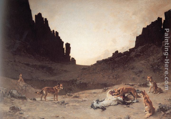 Gustave Achille Guillaumet Dogs of the Douar Devouring a Dead Hourse in the Gorges of El Kantar